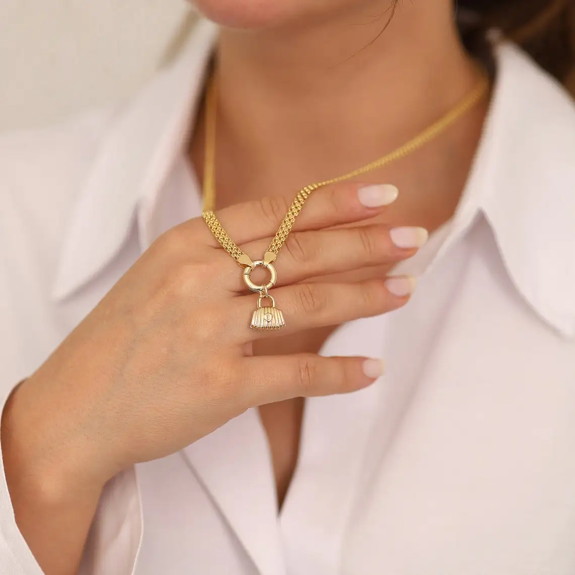 PLANETYS Catenina Argento 925 Placcato Oro 18K – Modello Bismarck Larghezza 2.5 Mm – Fatto In Italia