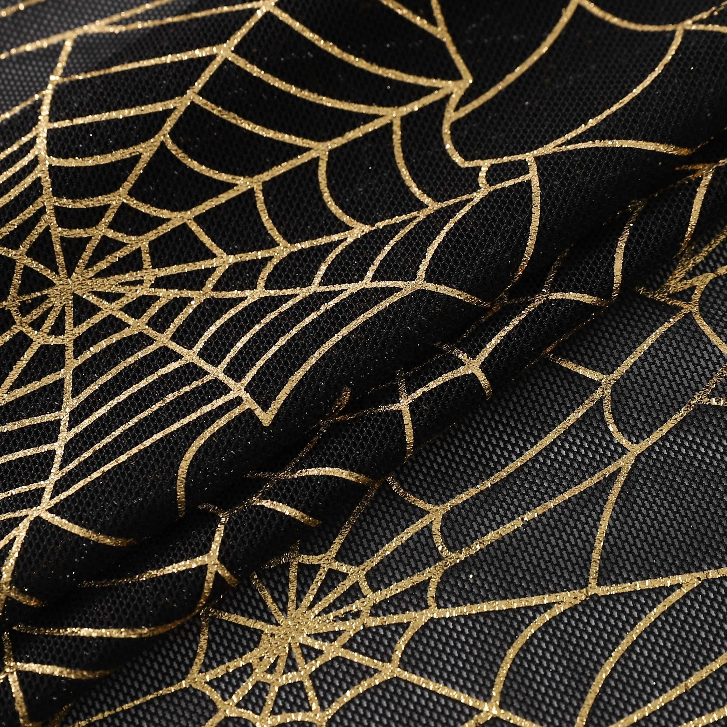 Factory Direct Sale Spider Web Print Gold Stamp Hot Power Mesh Printed Spandex Silver Stamping Foil for Garment