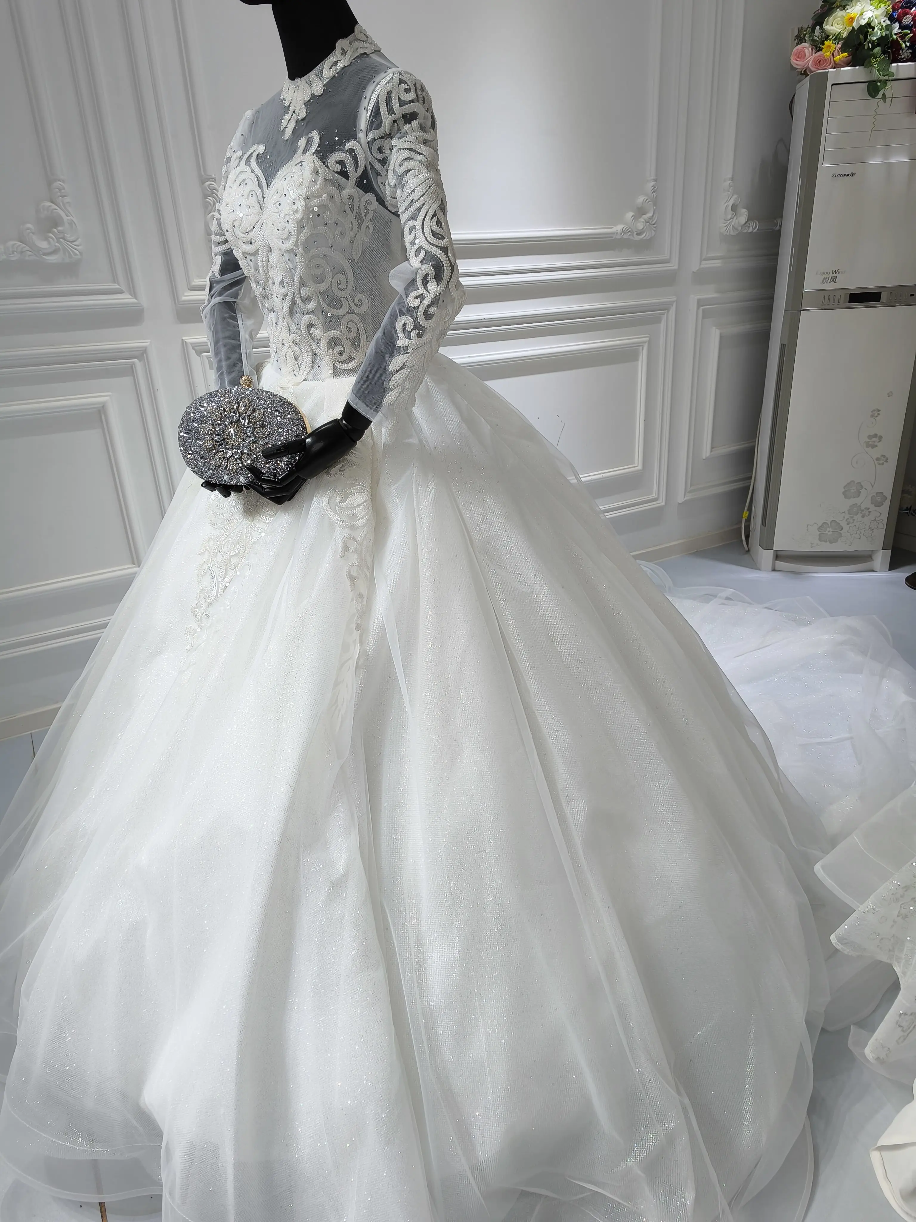 chinese dress ladies CANDACE / Full Lace Wedding Dress with Turtleneck