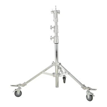 NiceFoto Professional Multi-functional Stainless Steel Photo Studio Camera Flash Photographic Light Stand Tripod With Wheel