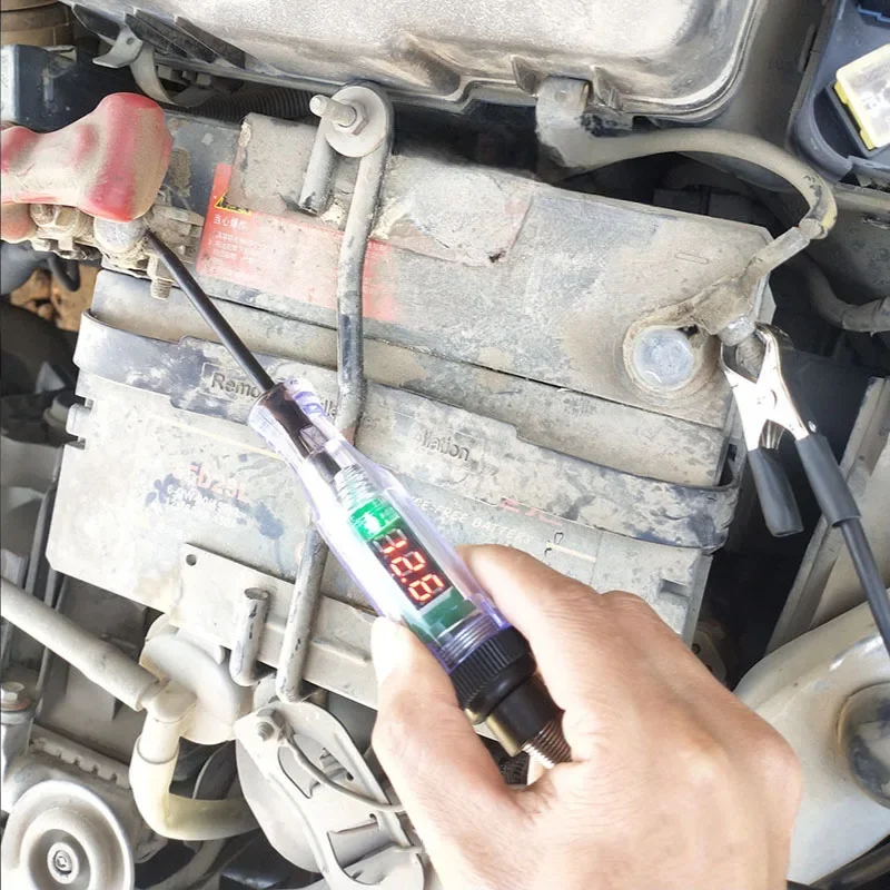 DC 6V - 24V Car Truck Voltage Circuit Tester Digital Display Long Probe Pen Light Bulb Automobile Diagnostic Tools Auto Repair
