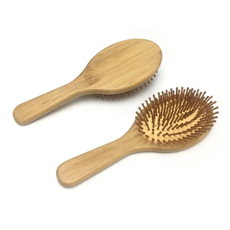 Large Cushion Bamboo Bristle Scalp Massage Hairbrush Detangle Bamboo