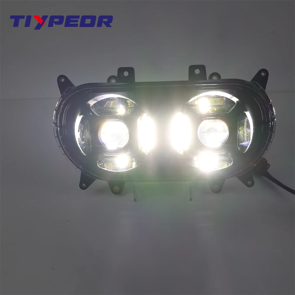 product tiypeor motorcycle headlamp for road glide 124w dual led project headlight with drl for road glide 2015 2020 h4-5