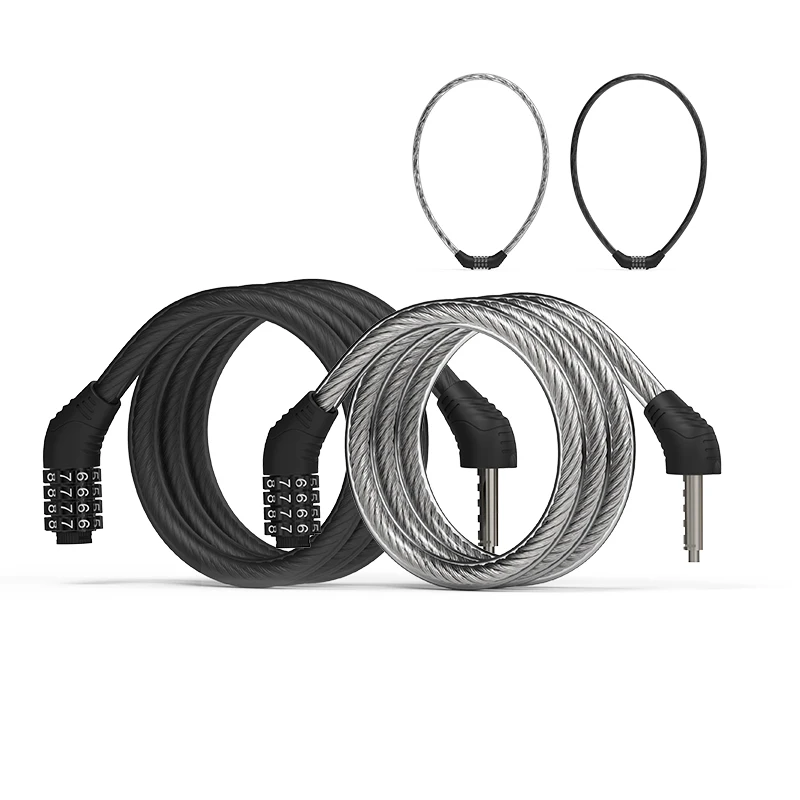 Складной стальной замок из ПВХ для велосипеда, сбрасываемый замок с 4 цифрами для комбинированного скутера, цветной велосипедный замок, кабельная цепь, навесной замок