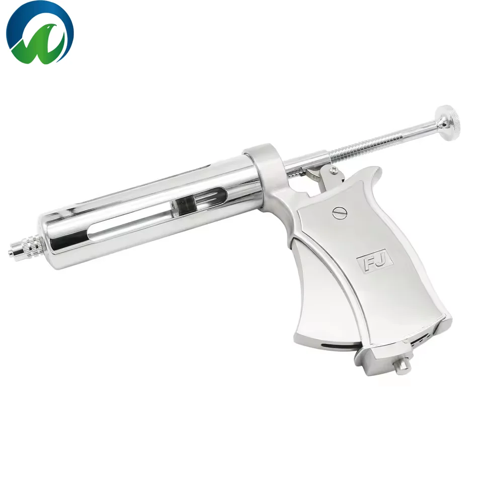 50ml Stainless Steel Semi-Automatic Veterinary Vaccine Poultry Injection Syringe Continuous Injection Gun Reusable Animal