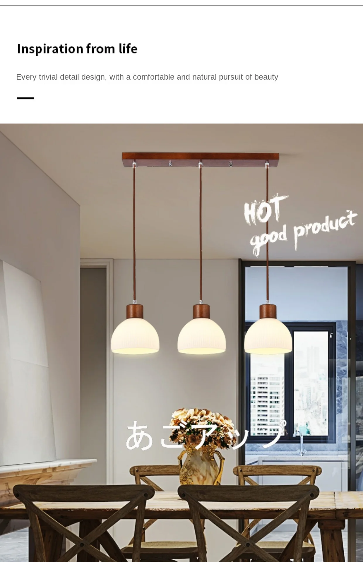 日本现代壁灯风格可调高度悬挂发光二极管酒吧玻璃吊灯,带项目安装中等尺寸