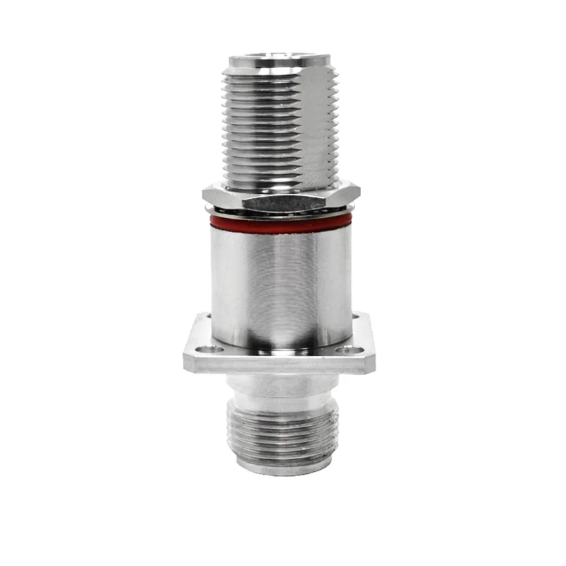 HF-Koaxial-Überspannungsableiter 50 Ohm, N-Buchse zu N-Buchse, Flansch mit 4 Bohrungen, Durchführungs-Ableiter für Blitzschutz an 5G- und 6G-Antennen
