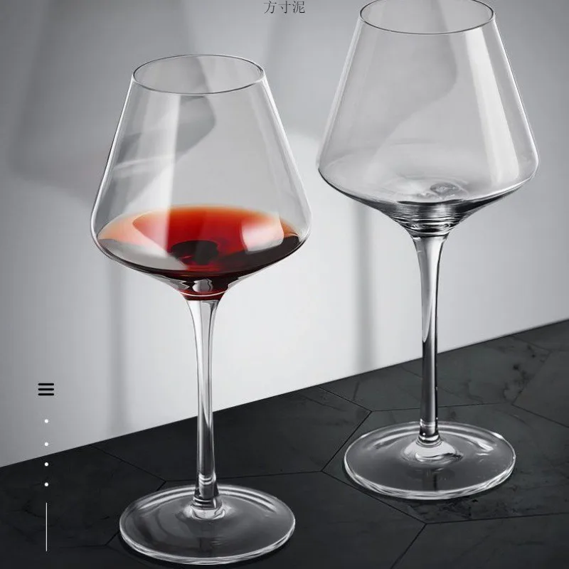 Luxury Restaurant Triangular Head 450ML Lead Free Glassware Crystal Drinking Cups Goblets Red Wine Glass