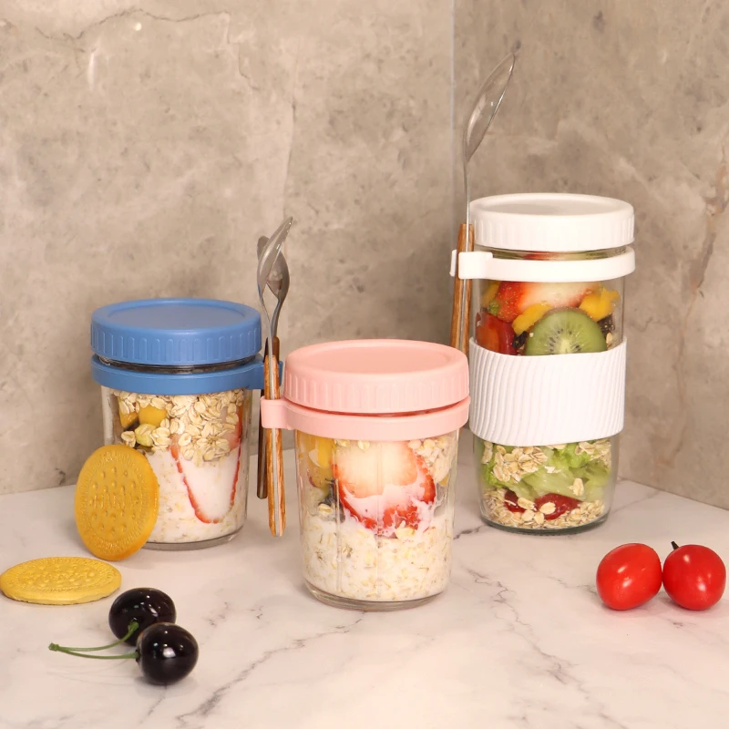 4 Pcs Overnight Oats Container With Lids And Spoons, 20oz Overnight Oats  Jars Airtight Yogurt Conta
