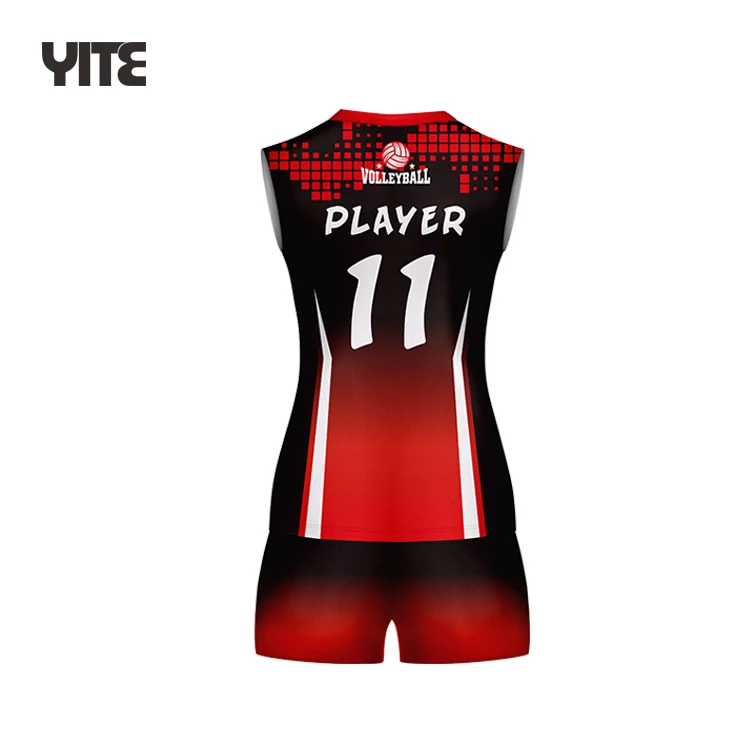 Latest Custom Black And Red Volleyball Uniform Design Team Mens Wear ...