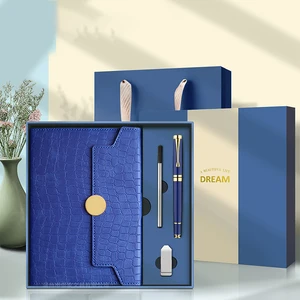 Custom Luxury Promotional Office A5 Notebook Set Hardcover PU Business Journal with Pen Gift Box