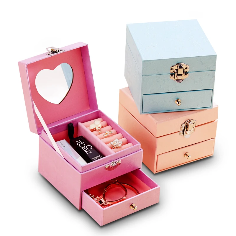 High quality Elegant Double-layer Jewelry Organizer Boxes / Gift Boxes for Wedding or Storing Necklaces Rings and Earrings