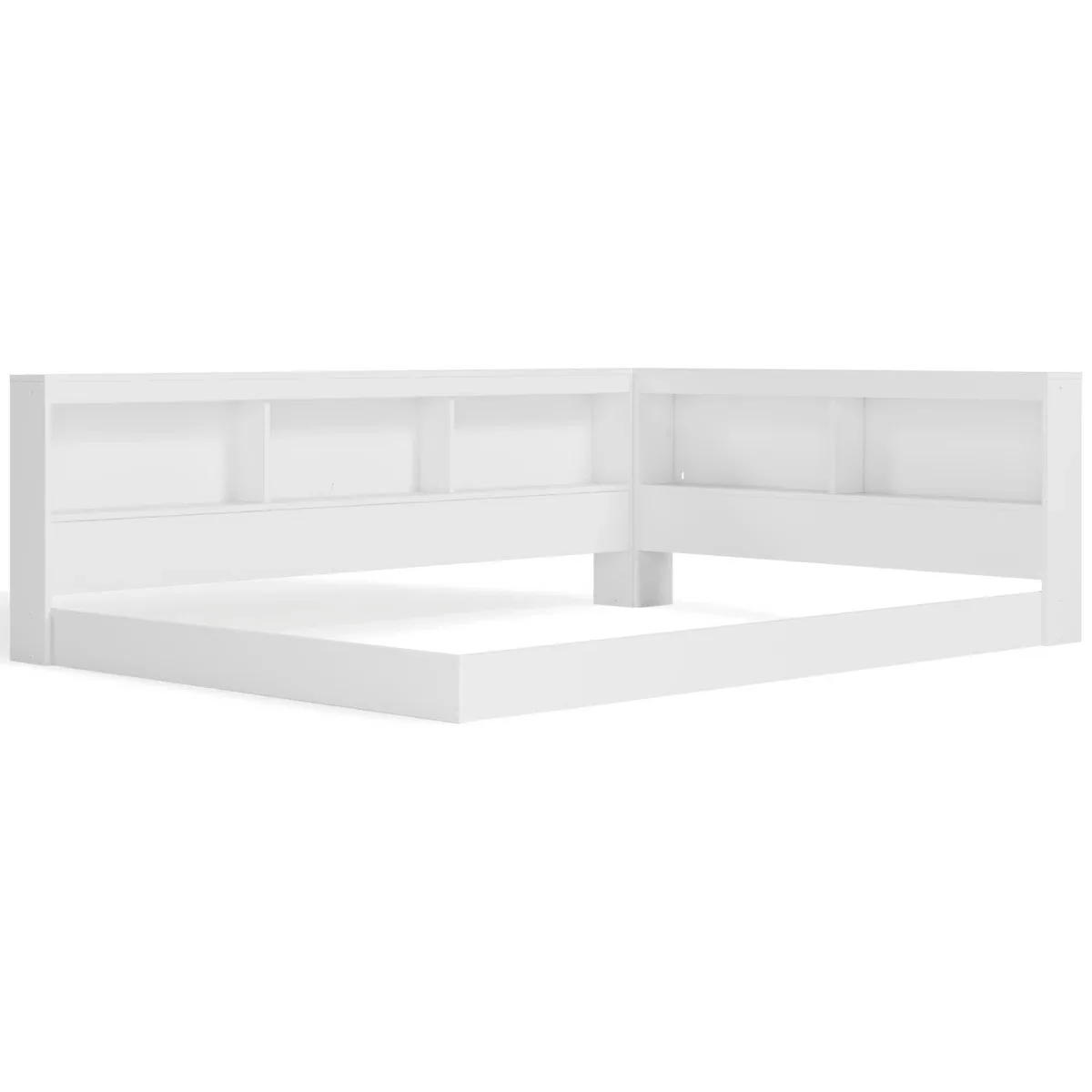 Mid century Modern Design USB Charging Ports Engineered Wood Chiliden Twin Bed Frames with Bookcase Storage