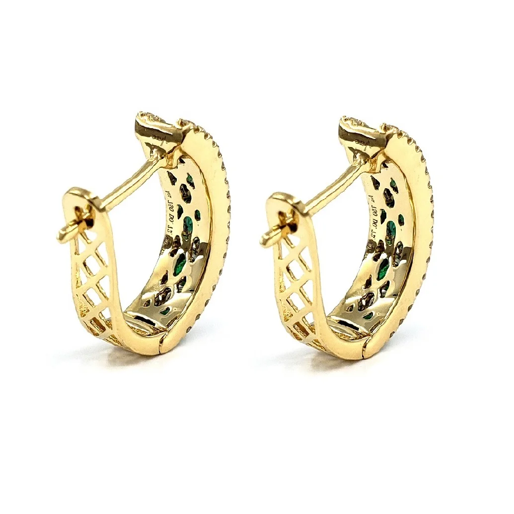 Hong Kong Jóias Atacado Ouro 18 Karat Amarelo Real Diamante Redonda Verde  Esmeralda Hoop Brincos para As Mulheres| Alibaba.com, image size:1035x1035