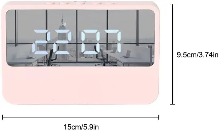 Digital Clock Snooze Alarm Cute Silent Mirror Desktop LED Electronic Clock for Student Children Cute Mini for Bedroom