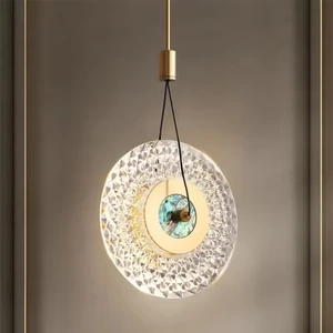 Decoration Lighting Background Ring Pendant Light Bedroom Bed Side Modern Crystal Circle Hanging Lamp