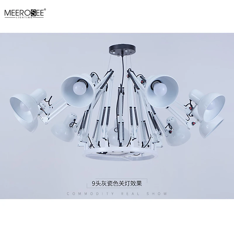 Meerosee Modern Black finish Industrial style Pendant Light Living Room Vintage Chandelier Lighting Fixture MD86776