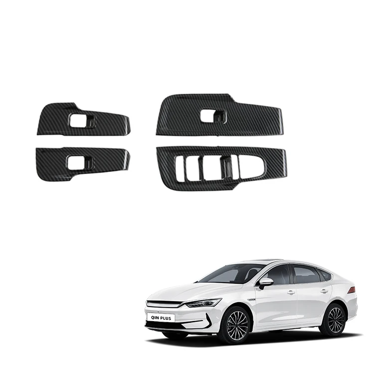 Armrest Window Rises Cover for BYD Qin Plus Accessories ABS Carbon Fiber Pattern Window Switch Panel Cover Interior Accessory