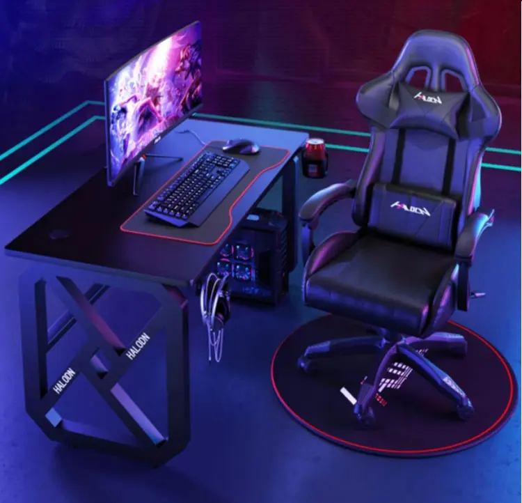 Rgb Light Gaming Desk Workstation Table Cyberpunk Gamer Computer Table