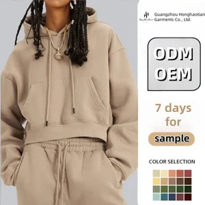 ODM Custom Women's Autumn New Sweatshirt Pullover Hoodies and Wide Leg Trousers Top Solid Color Custom Your logo Two Pieces Set