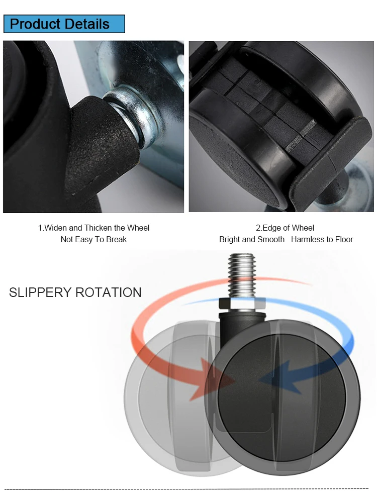 Sample Free Furniture Caster Up Or Down Pressure Inner Locking Chair Caster Plastic Office Twin