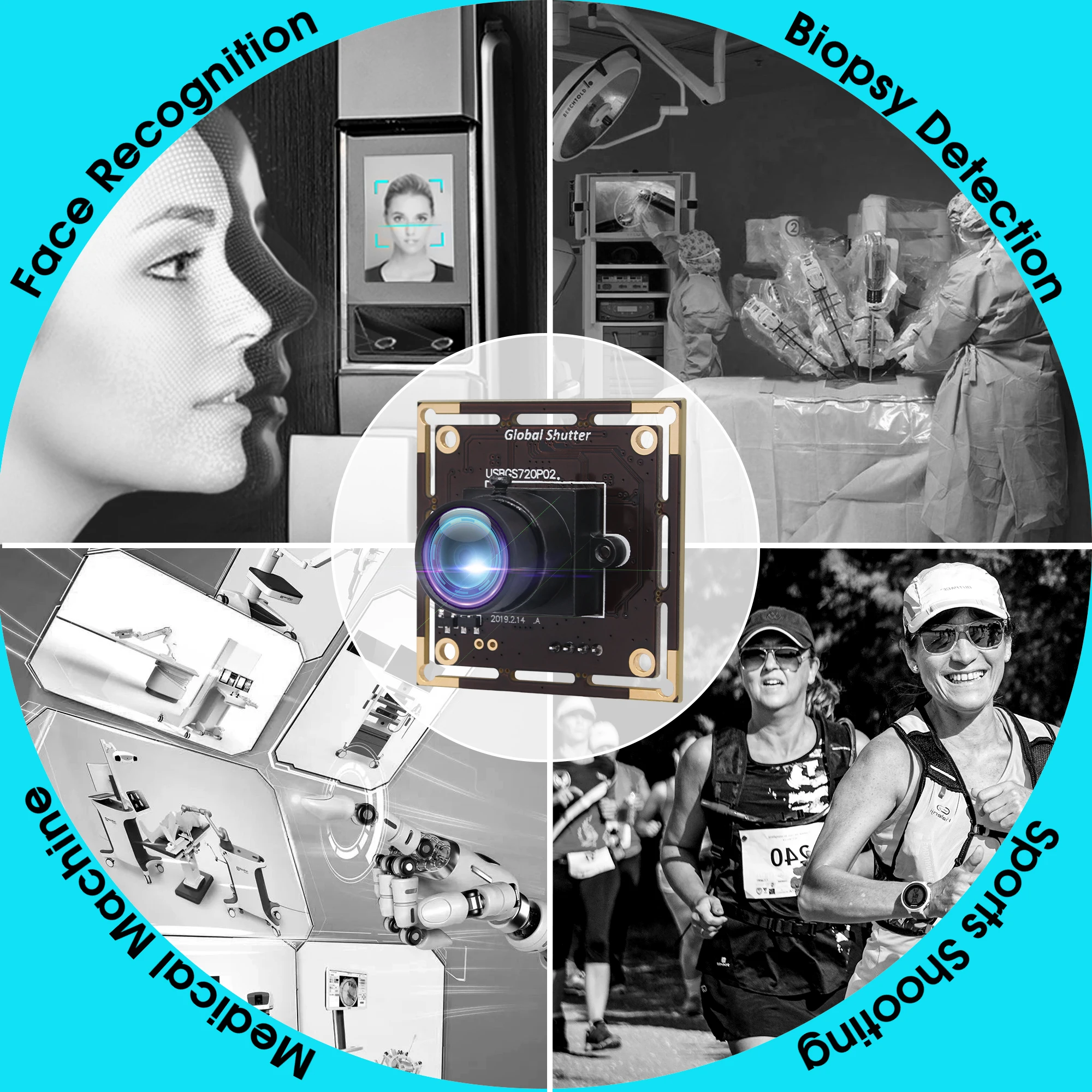 ELP 1MP Global Shutter Camera High Frame Rate 60fps 720P HD Webcam Snap Without Shadow Camera Module for Barcode Scanner