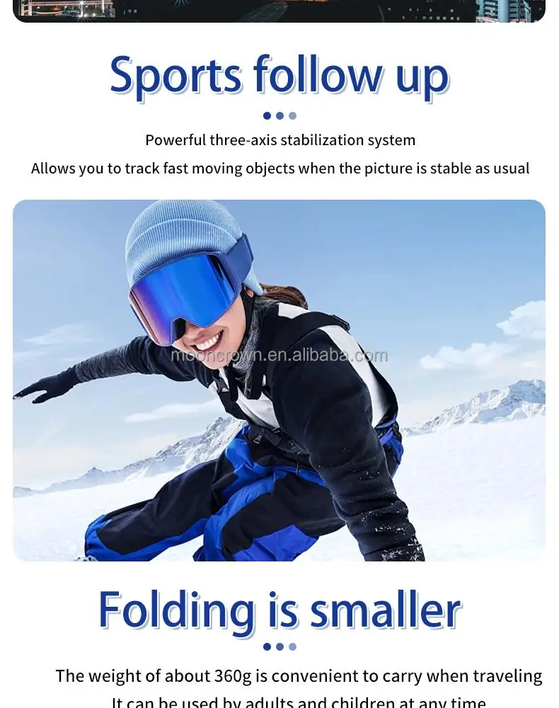 Estabilizador de cardan F12 de 3 eixos para celular e câmera de ações,  estabilizador de cardan dobrável portátil com luz LED