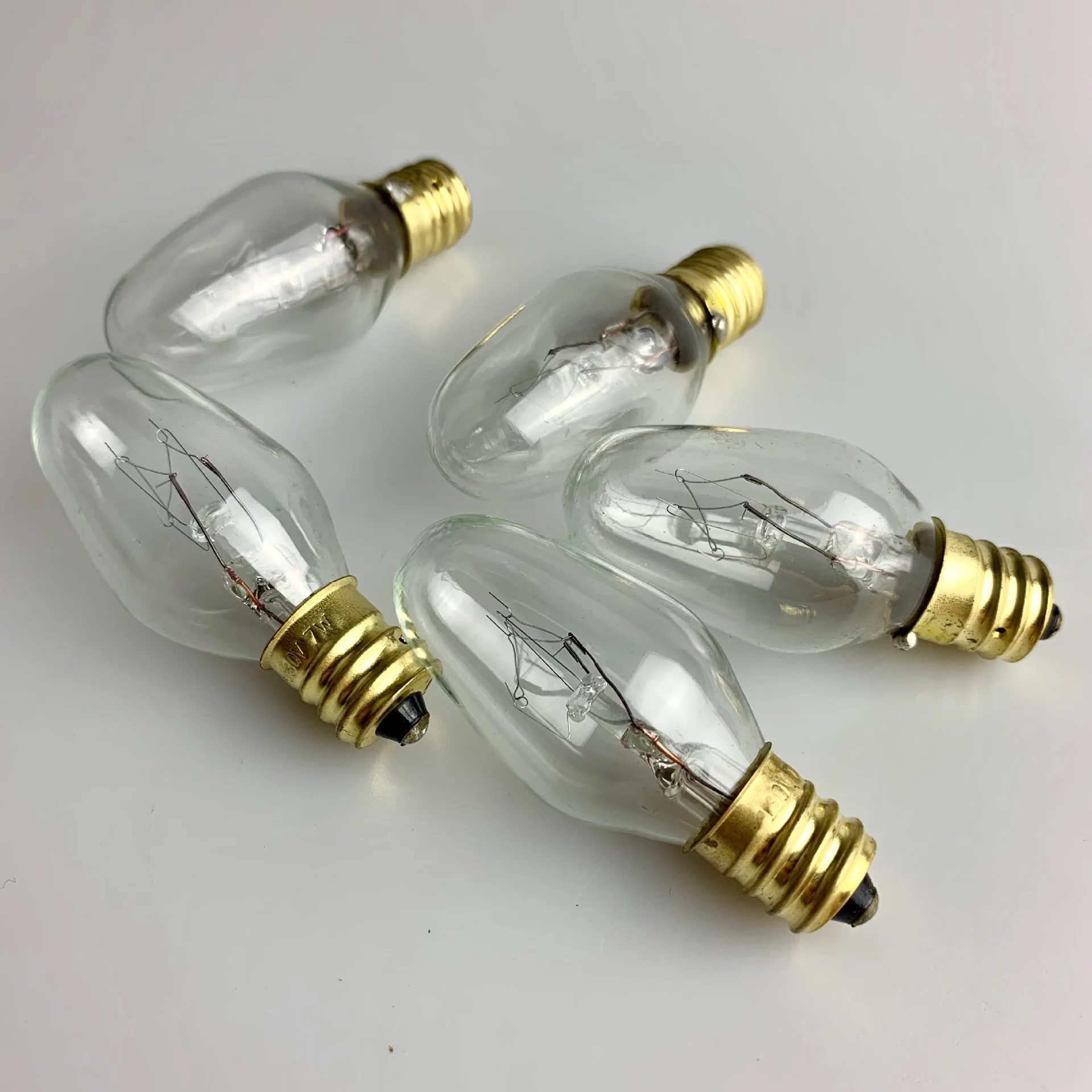 Lâmpadas Natal C7 Branca - Pack 25 Unidades | Base E12 Candelabro | 5W 120V | Cerâmica Vintage