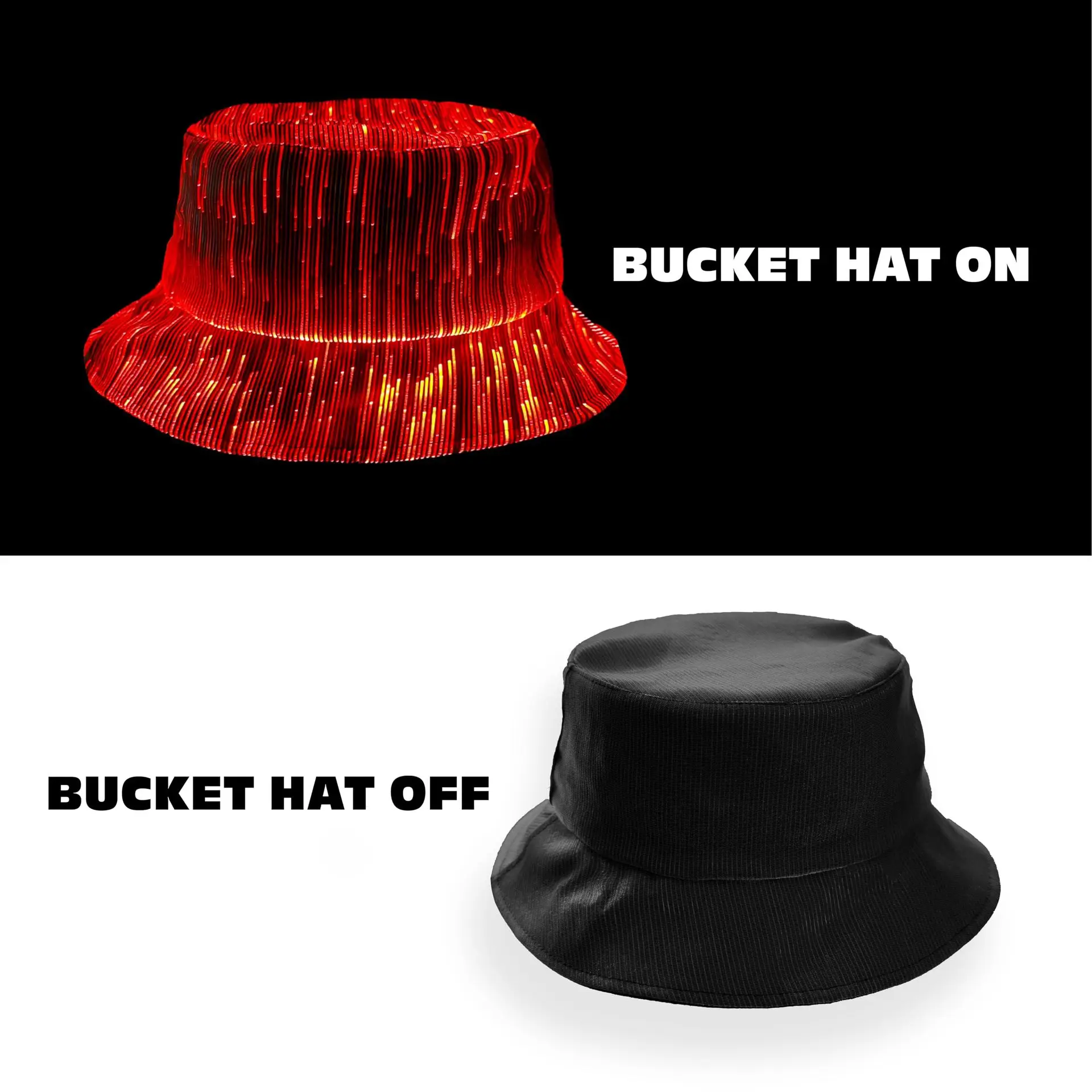 Multicolor LED Cyberpunk Bucket Hat - Light Up Party Cap for