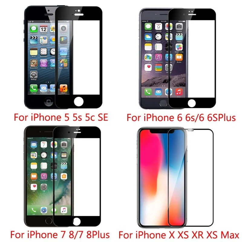 Закаленное стекло 9D для i Phone 13 12 11 Pro Max Защитное X XR XS 7 8 6S Plus 12Pro защита