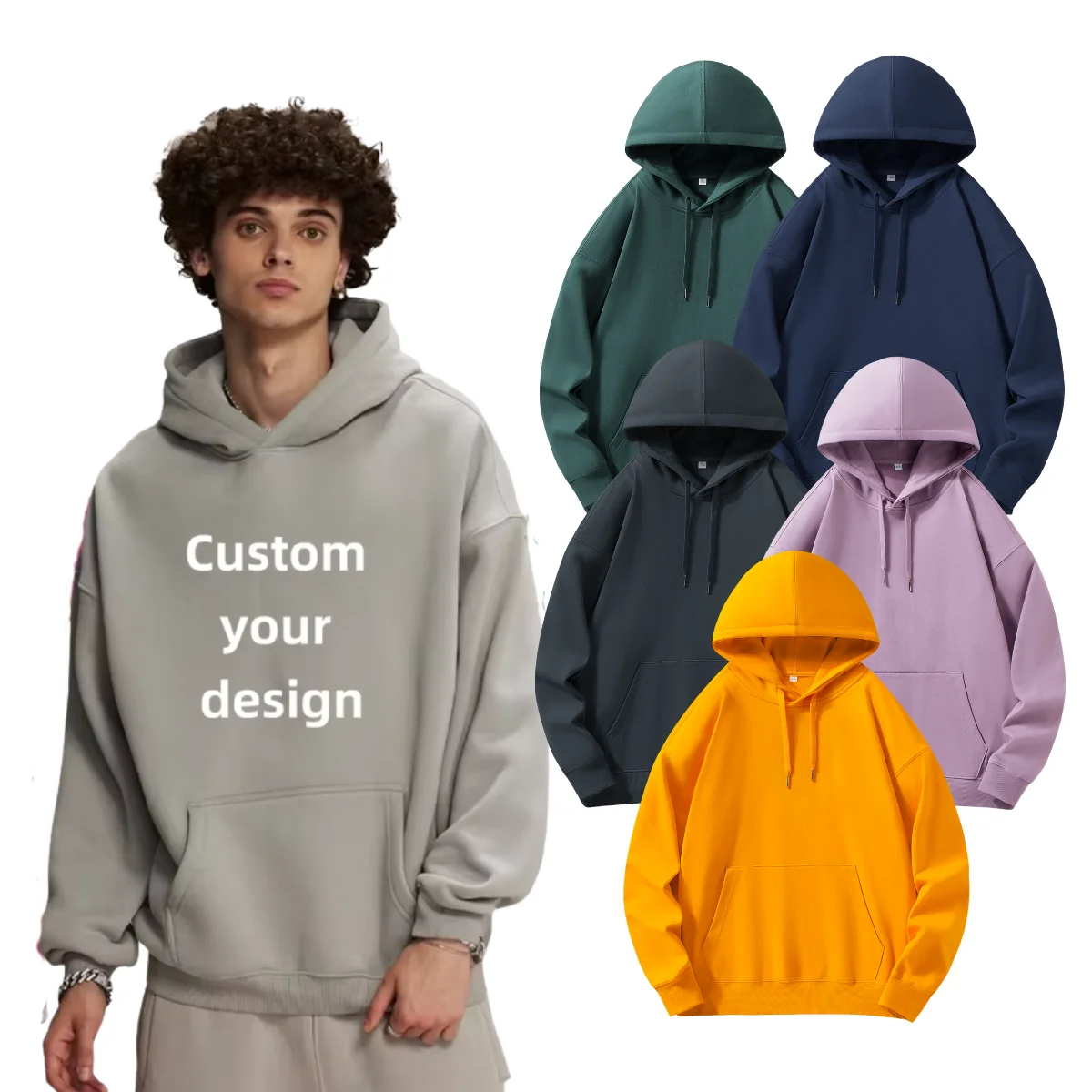 High Qaulity 100 Cotton 330G Plain Hoody Manufacturer in Bulk Heavy Cotton Hoodie Custom Embroidery Hoodies With Logo