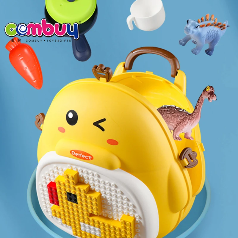 Building Block Backpack Pretend Play Kitchen Toy Set for Children