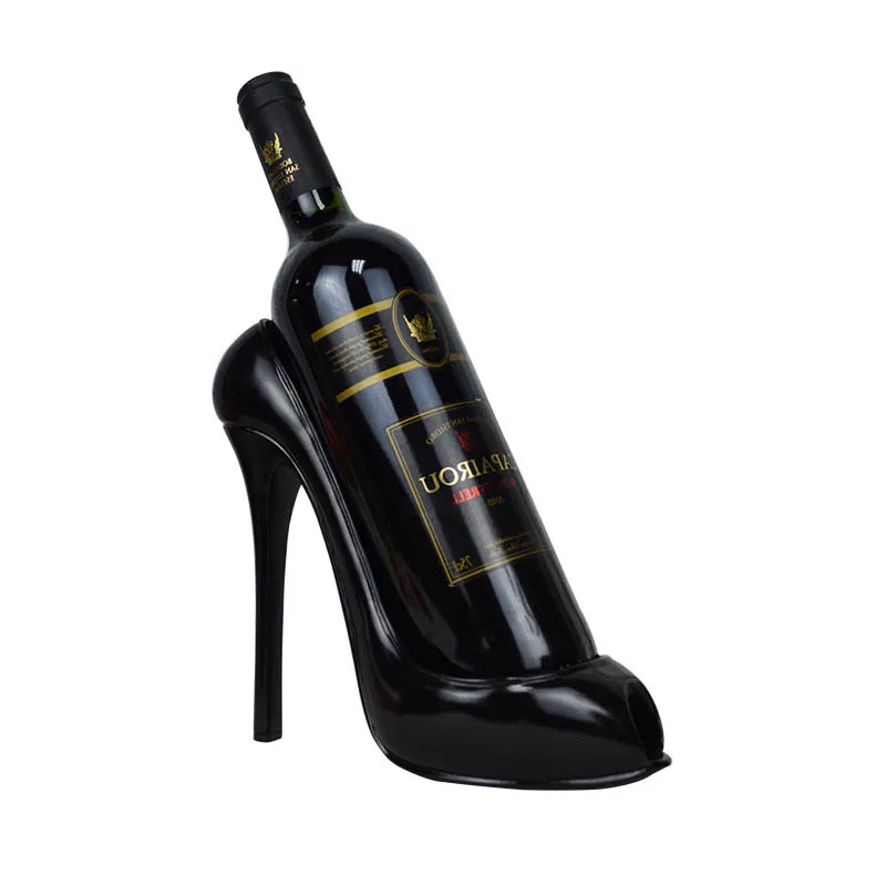 2023 New Product Resin Single Stylish Wine Rack 5 Colors Sexy Miss Tabletop Decorative High Heel Shoe Wine Bottle Holder