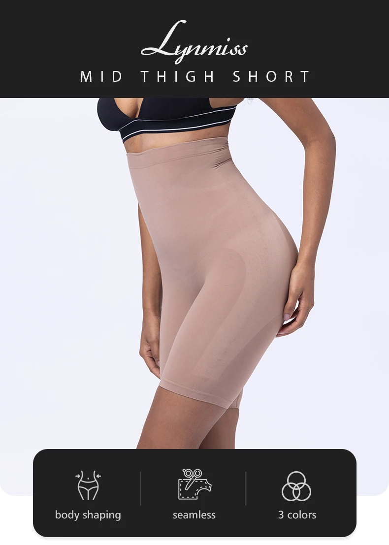 Lynmiss Seamless Sculpt Body Shaper Women Mid thigh short Butt 