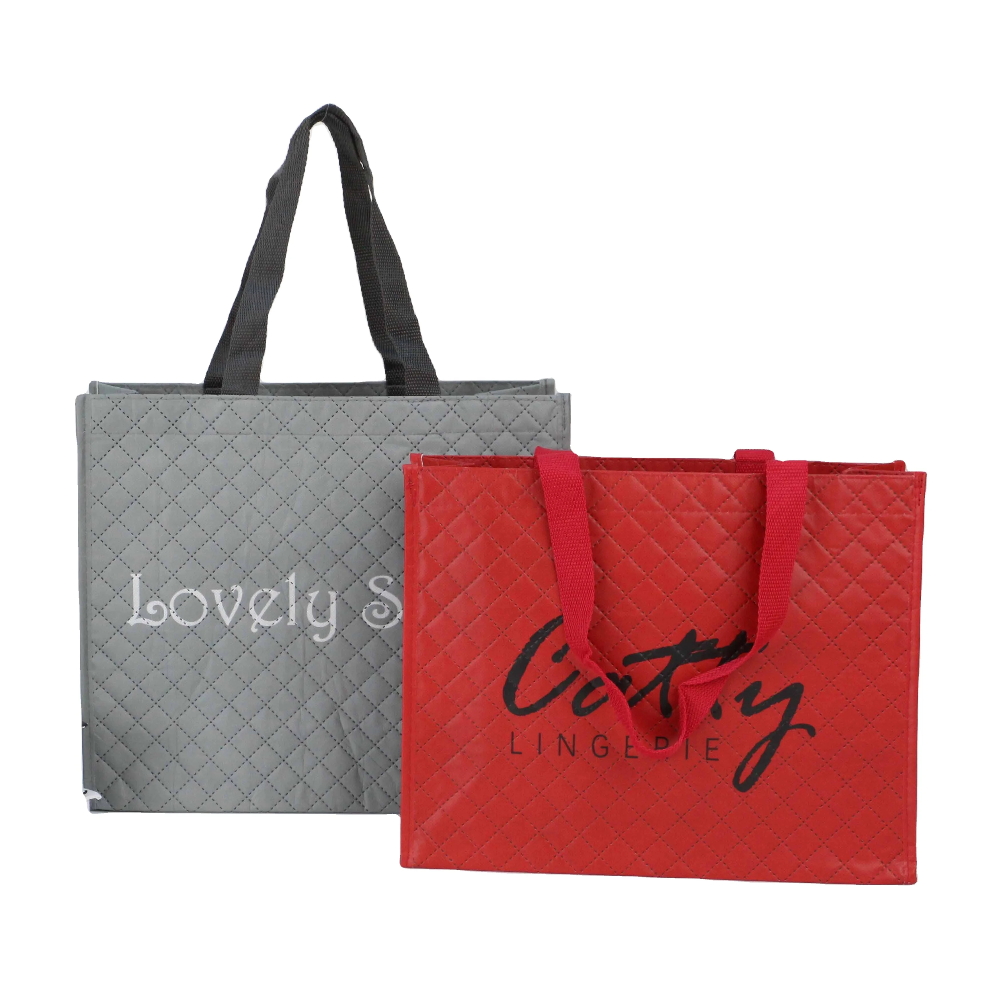 2023 China Factory Custom logo Eco Recyclable Folding Grocery Shopping Croco Embossed Non Woven Bag