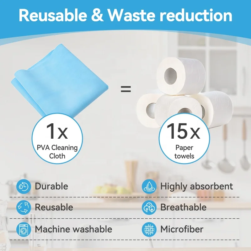 Factory Wholesale PVA Pet Wipe Towels Absorbent Microfiber Chamois Cloth with Wet Packaging for Kitchen Dish Shammy Towels