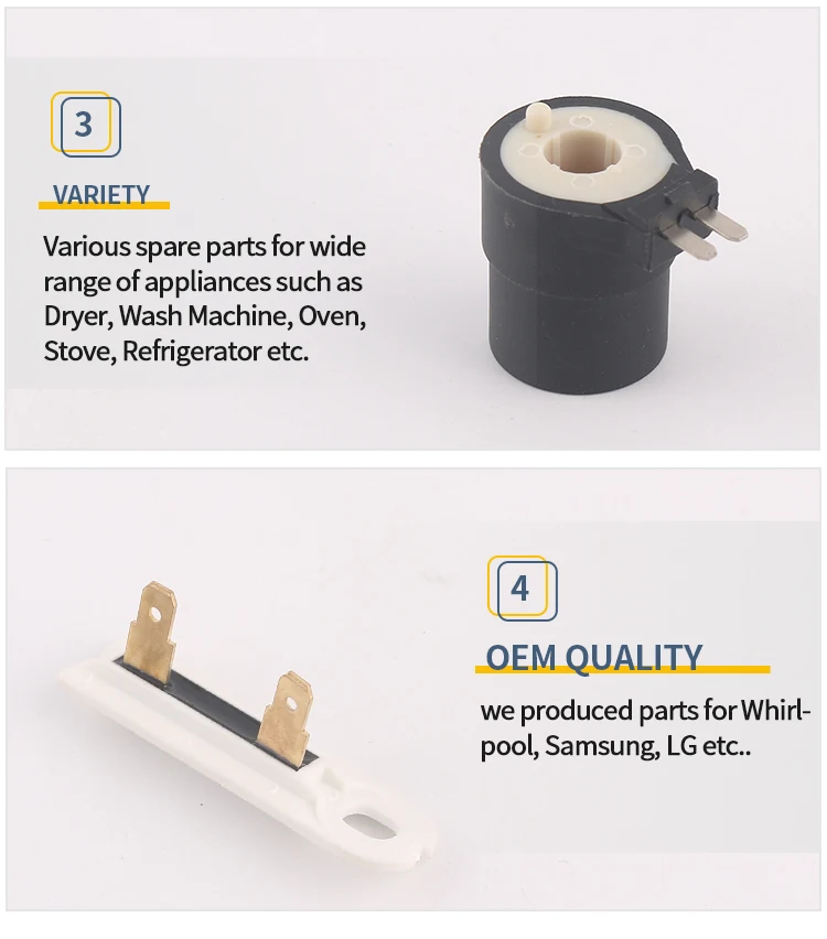 High Quality 338906 Gas Dryer Flame Sensor 279834 Dryer Gas Coil Kit and Thermal Fuse 3392519 manufacture