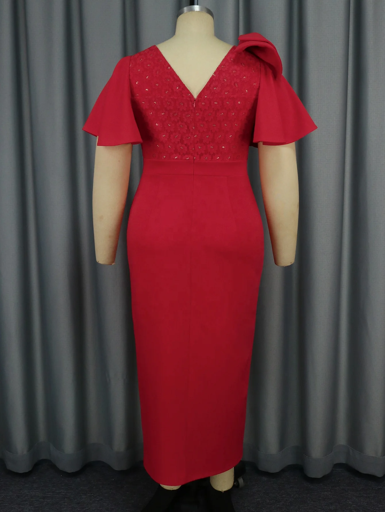 China Wholesale Elegant Red Dress Women Red Formal Dress Fat Women Red  Dress Party
