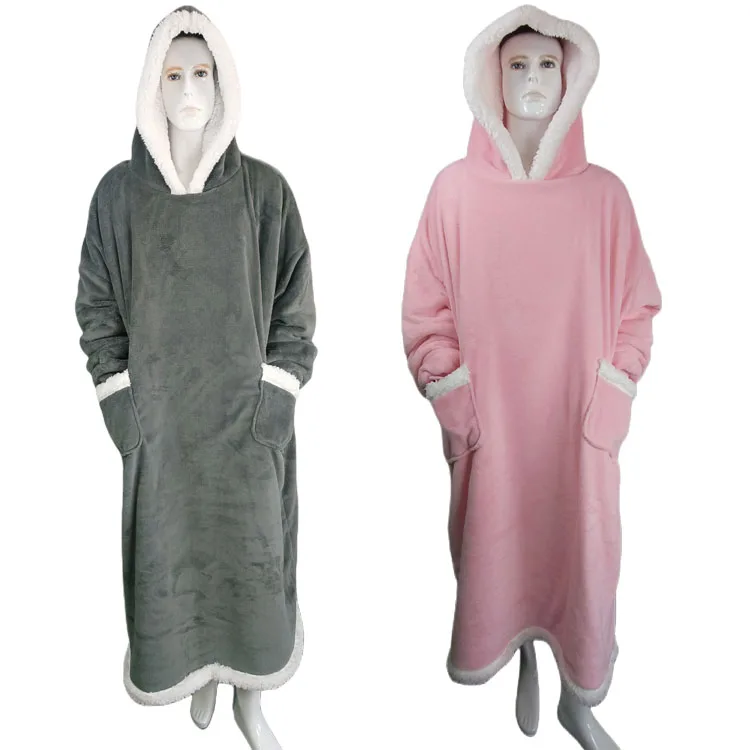 Wearable Blanket Hoodie Blanket Poncho With Hood ZHhmotion