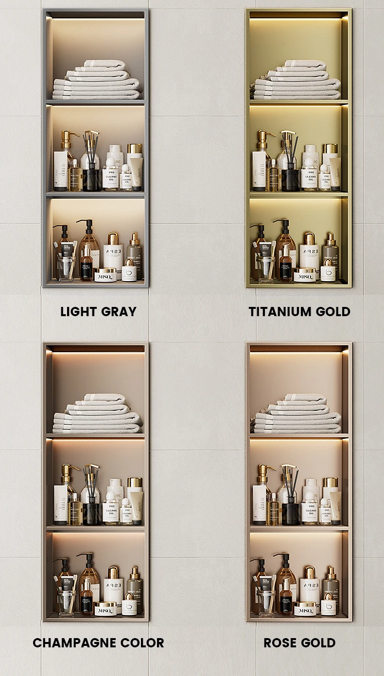 Stainless Steel Niche Cabinet Living Room Bathroom Embedded Design Wall Metal Shelf