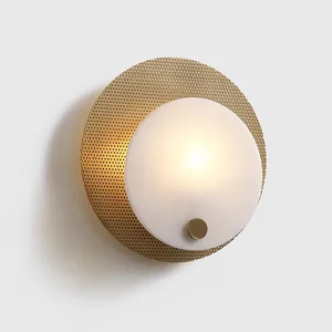 Modern Luxury All Copper Marble Living Room Background Wall Lamp Bedroom Bedside Decorative Wall Light Designer Wall Lamps