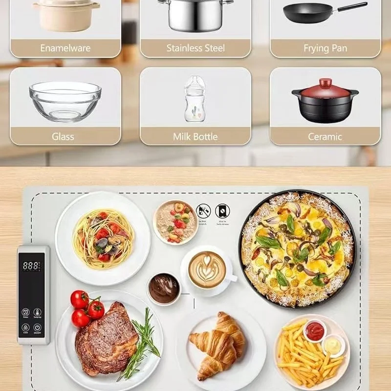 折りたたみ式食器保温パッド 保温食事テーブル 加熱保温プレート 各種食器用保温プレート 3
