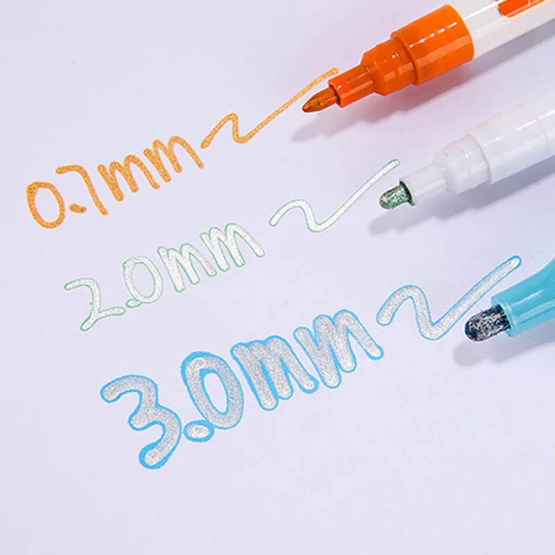  Double Line Metallic Outline Marker Pens
