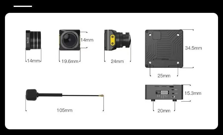 4K Night Vision Built-in Gyroscope Digital Video Transmission 2W High-Power Long-Distance Fixed Wings for Walksnail Avatar Kit 8