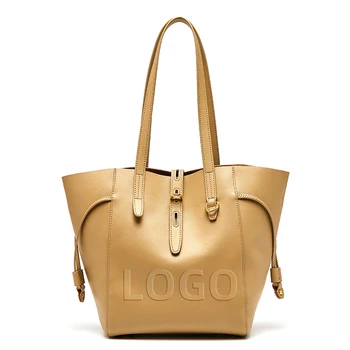 Custom Designer Genuine Leather Large Handbags Tote Bag With Custom Printed Logo Purse For Women 2021