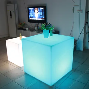 Illuminated Led Cube Chair Hire Wedding Event Beach  Outdoor Furniture Garden Led Cube Chairs Table with Light (Cb400)