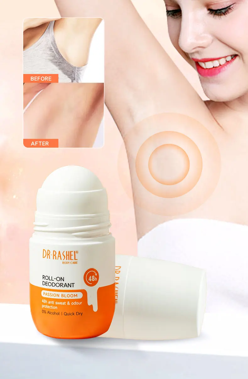 DR RASHEL Passion Bloom Quick Dry Roll-on Antiperspirant Long Lasting Liquid Formula for Natural Skin Tone Under Arms
