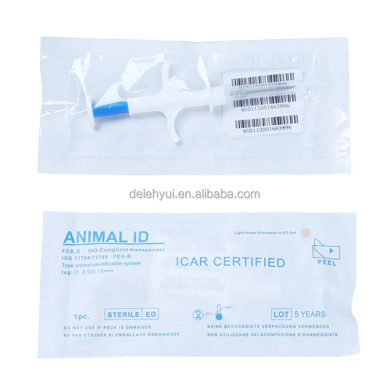 FDX-B 2.12x12mm Microchip Mini Tag 134.2kHz EM4305 RFID Communication Implants for Animal Tracking for Dogs/Cats/Pets/Cows/Sheep