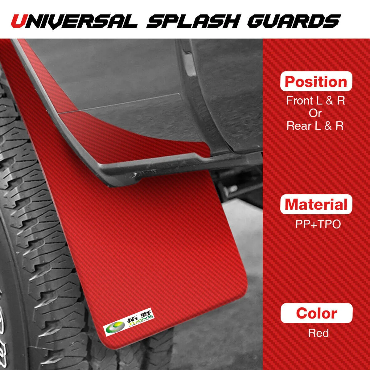 Mudflaps 4PCS Red Universal Splash Guards Mudguard for Ford F-150 250 Car Pick Truck Mud Guard Auto Mud Flaps