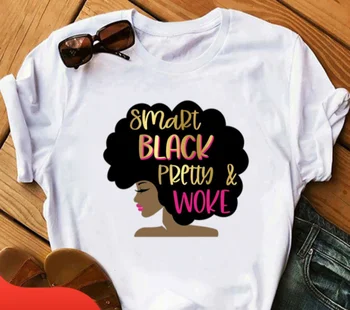 Cool Beautiful African Black Girl Print T-shirt Female History Month Harajuku Oversized Melanin Women T shirt